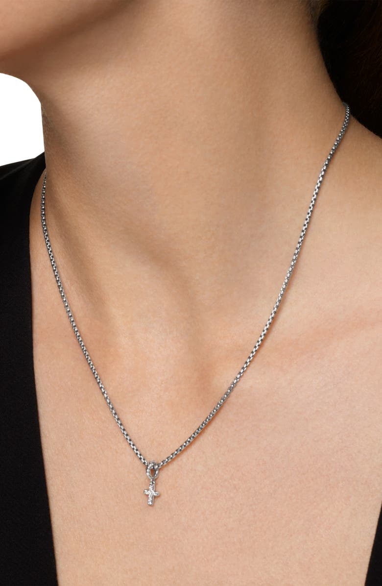David Yurman Micro Pavé Cross Enhancer in Sterling Silver with Diamonds, 8mm, Alternate, color, Diamond