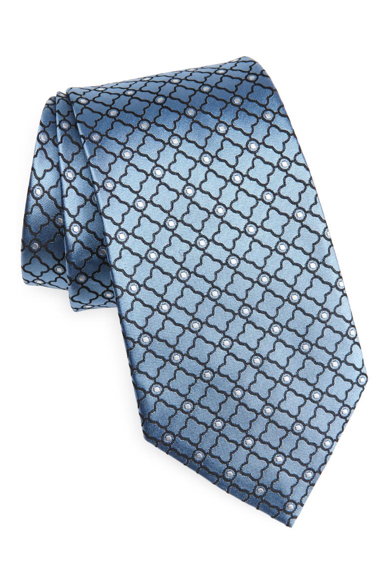 Geometric Silk Jacquard Tie, Main, color, LIGHT BLUE