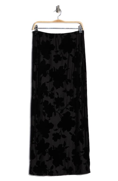Afrm Los Angeles Daisy Burnout Velvet Skirt In Black