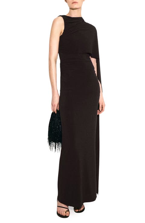 Asymmetric Cape Maxi Dress