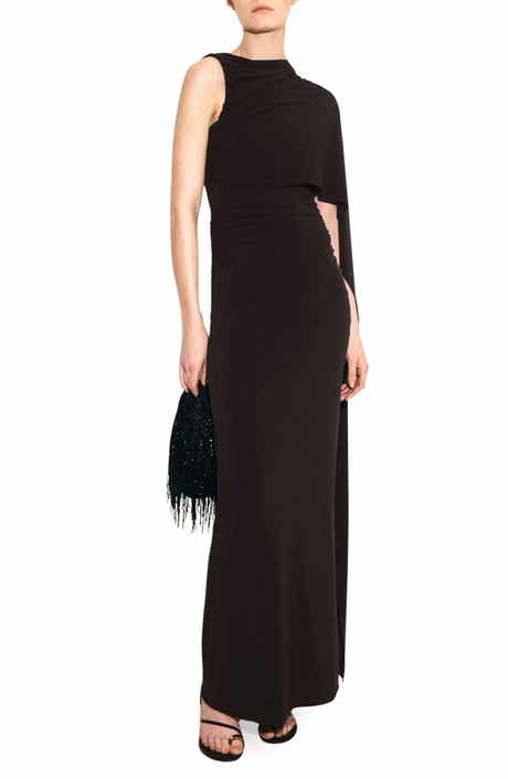 Asymmetric Cape Maxi Dress