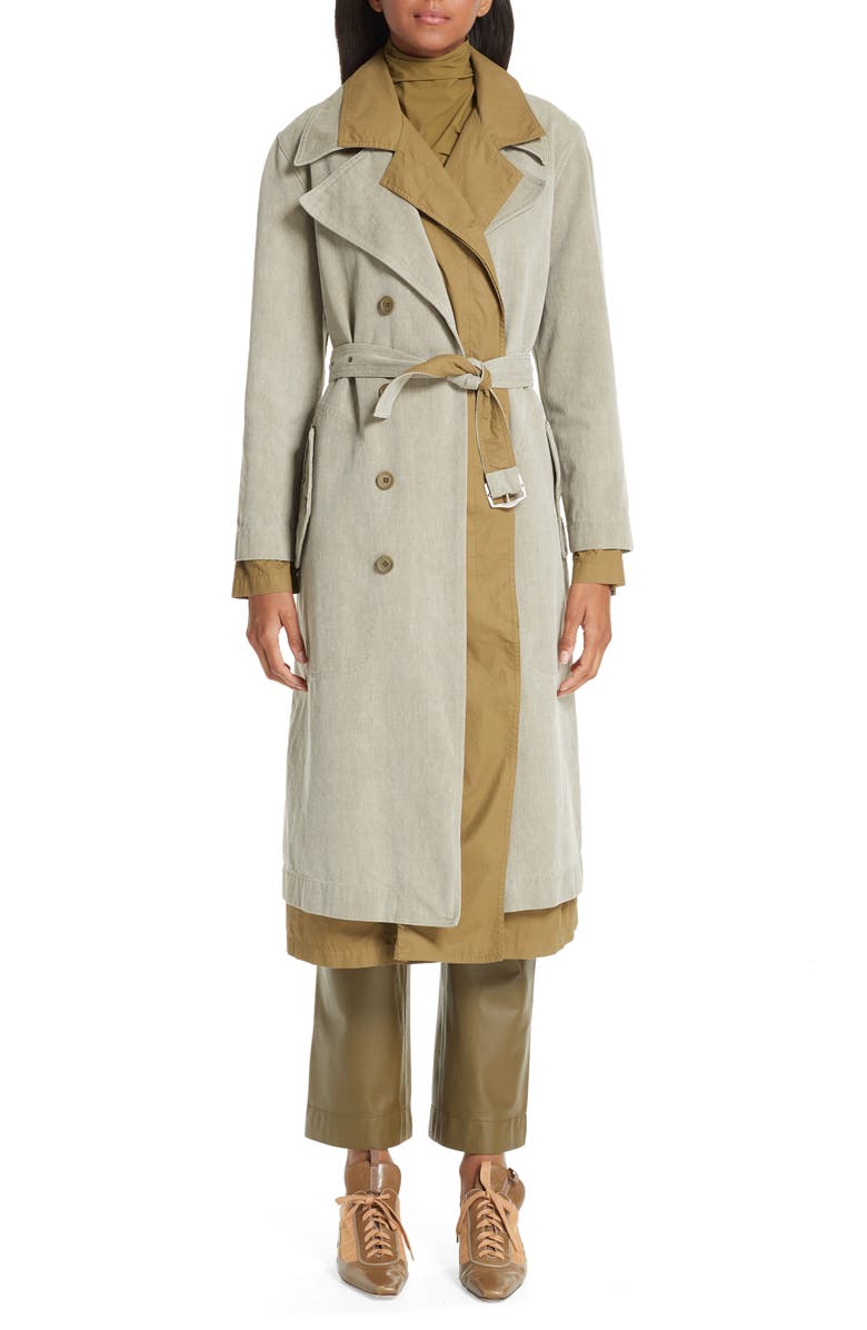 Sies Marjan Devin Layered Cotton Canvas Trench Coat, Main, color, 