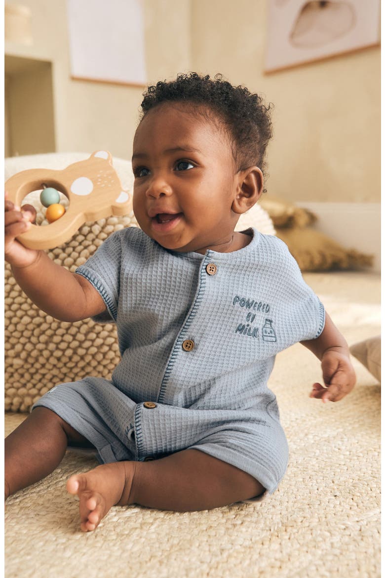 Milk Club Waffle Knit Romper, Alternate, color, BLUE