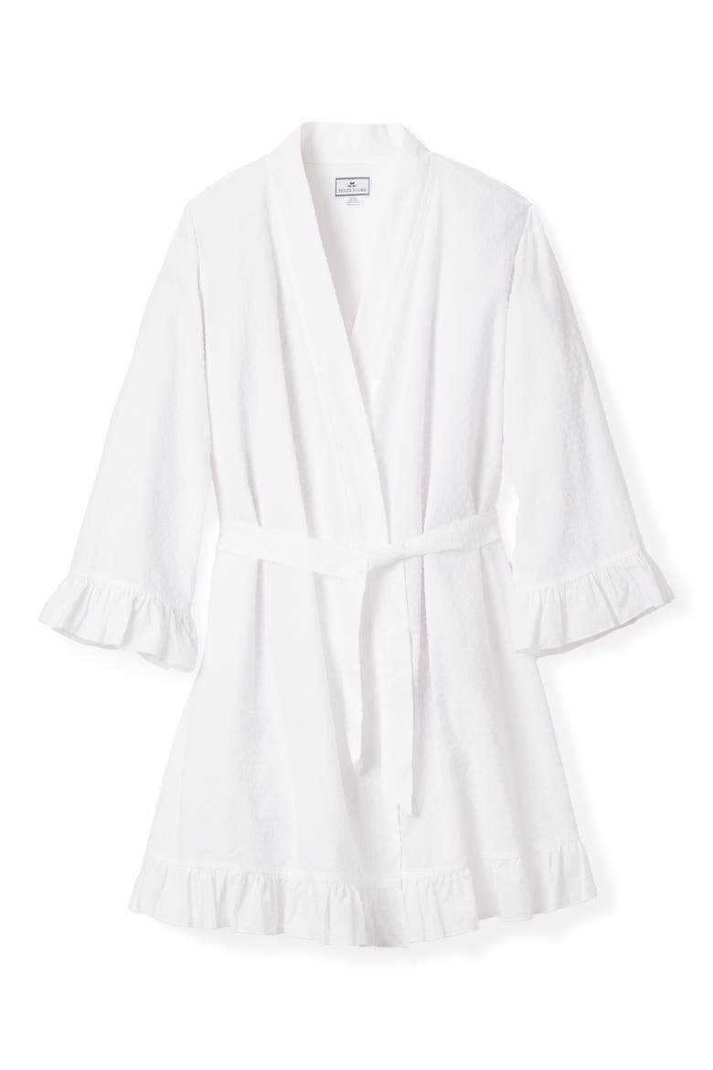 Swiss Dot Cotton Robe, Alternate, color, WHITE