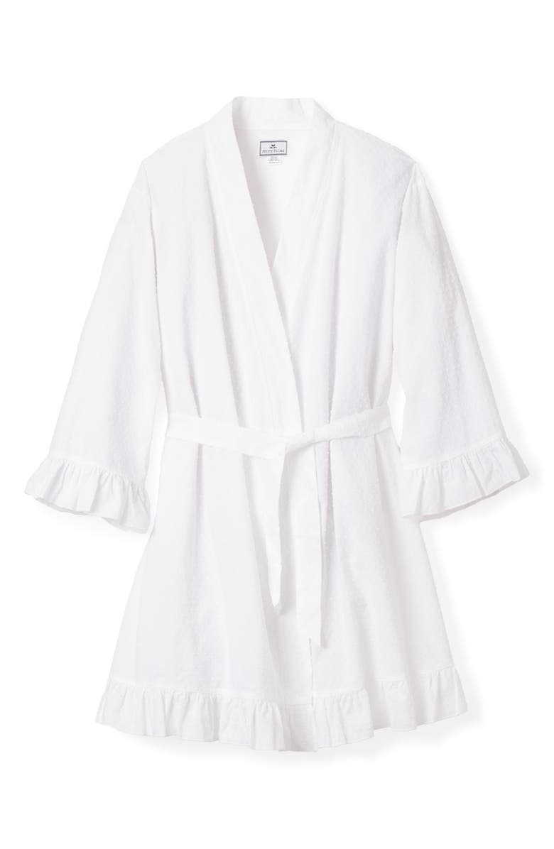 Petite Plume Swiss Dot Cotton Robe, Alternate, color, White