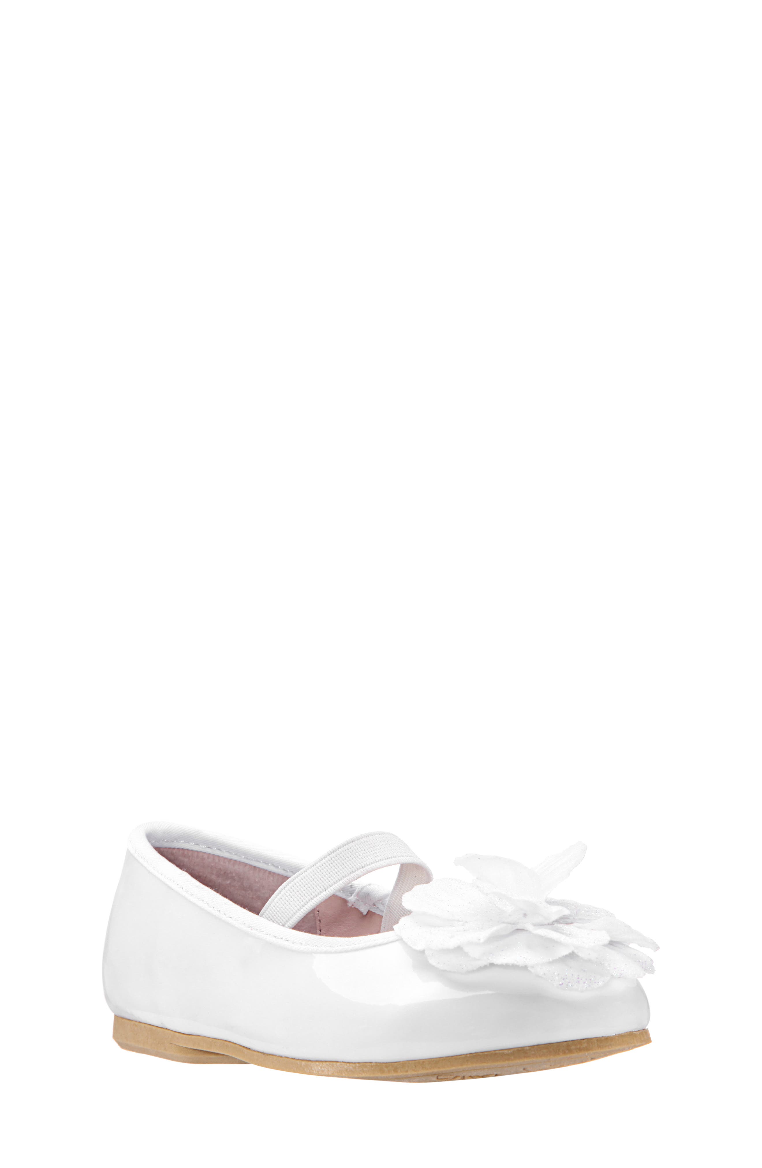 Estela Glitter Flat, Main, color, WHITE PATENT
