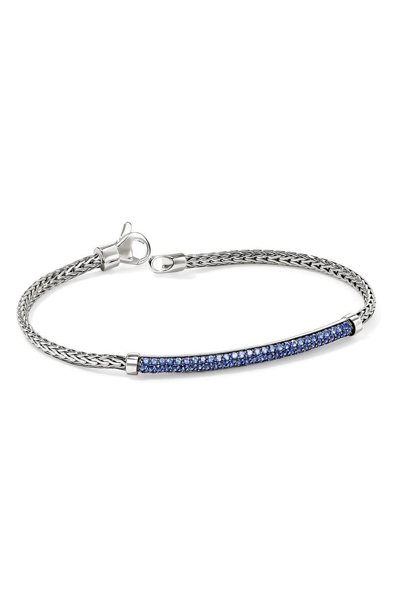 John Hardy JH Essential Pavé Bracelet, Sterling Silver, Gemstones, 2.5MM, Alternate, color, Silver/ Blue Sapphire