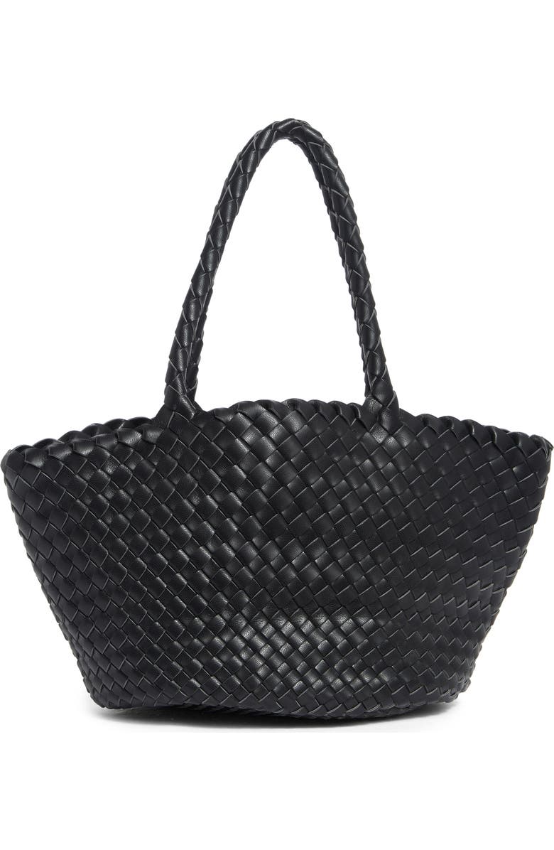 URBAN EXPRESSIONS HANDBAGS Woven Faux Leather Tote Bag, Main, color, Black