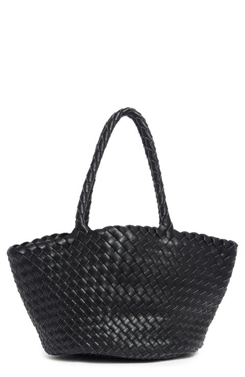 Woven Faux Leather Tote Bag