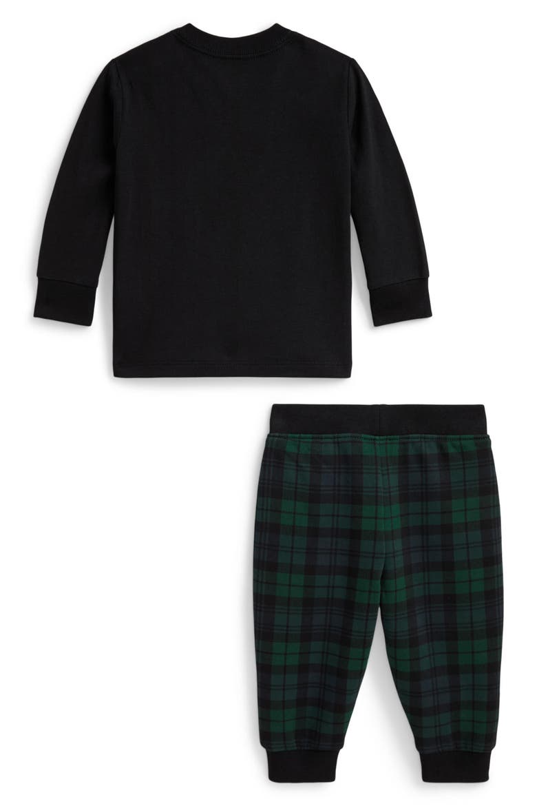 Kids' Polo Bear Tee & Plaid Fleece Pant Set, Alternate, color, REFINED NAVY