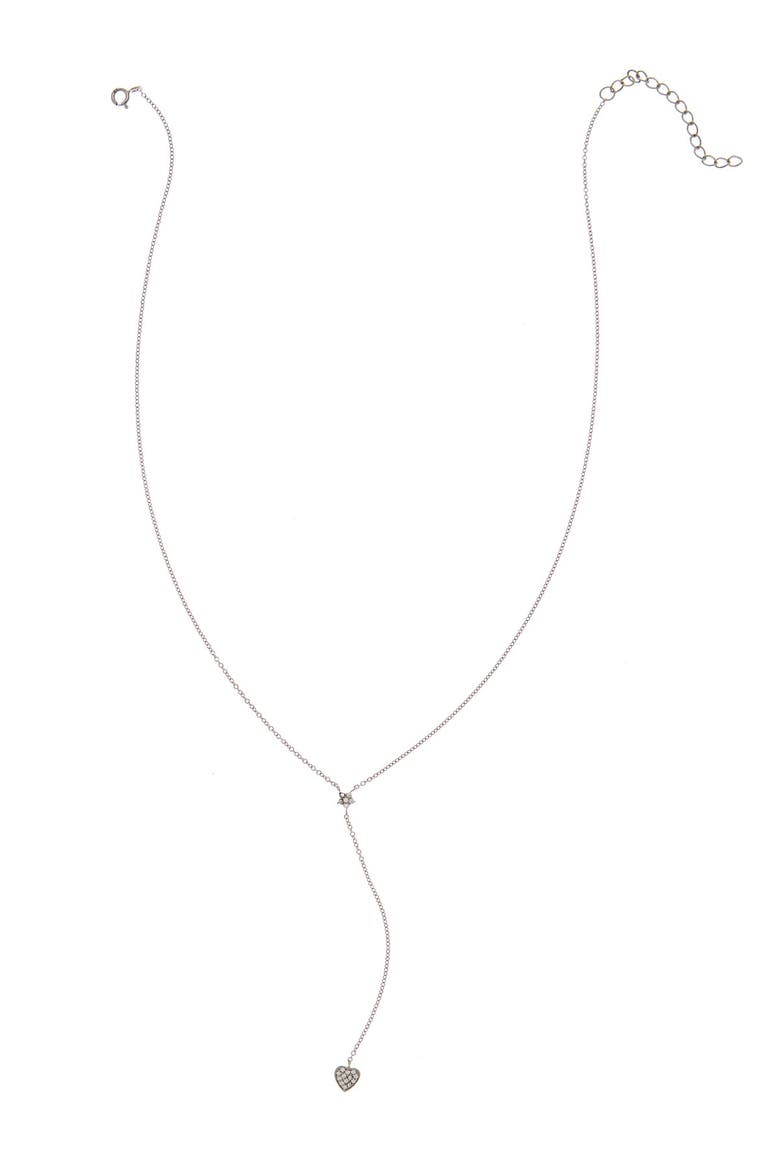 White Rhodium Plated Star and Heart Drop Y Necklace, Alternate, color, SILVER