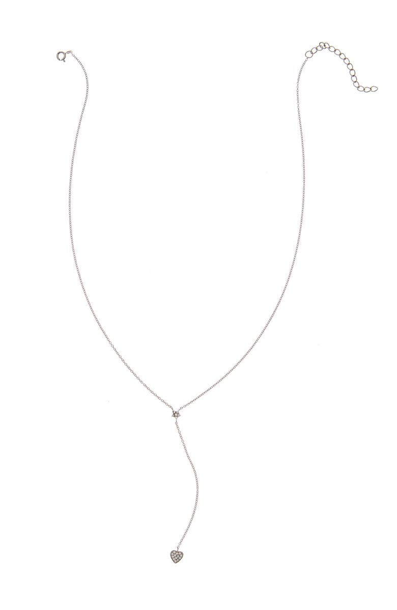 Adornia White Rhodium Plated Star and Heart Drop Y Necklace, Alternate, color, Silver