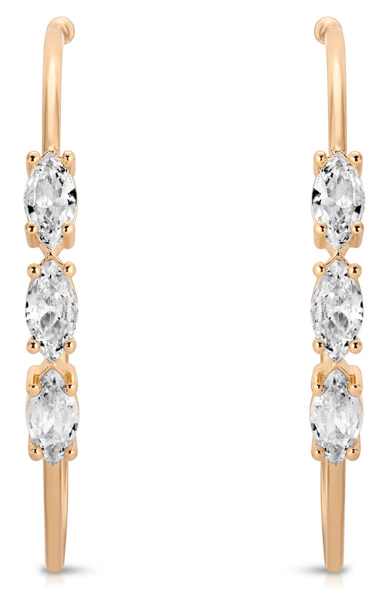 Ettika Dainty Marquise Cubic Zirconia Hoop Earrings, Main, color, Gold
