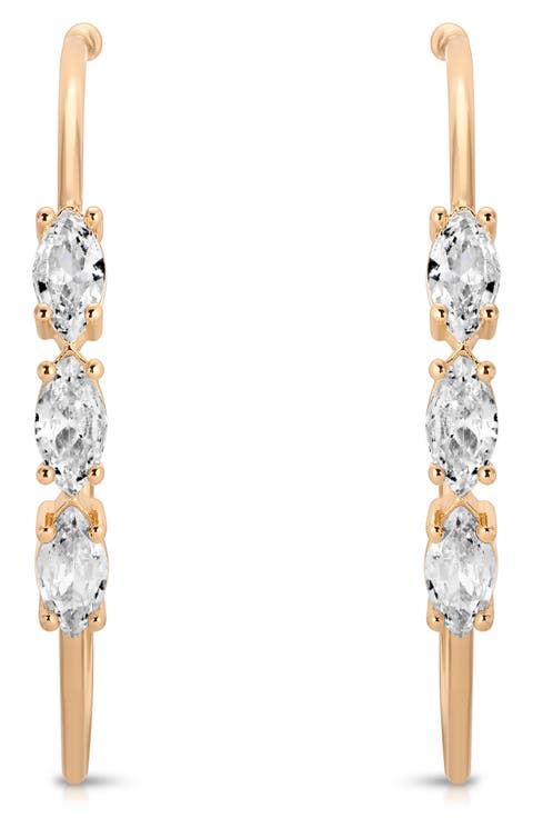 Dainty Marquise Cubic Zirconia Hoop Earrings