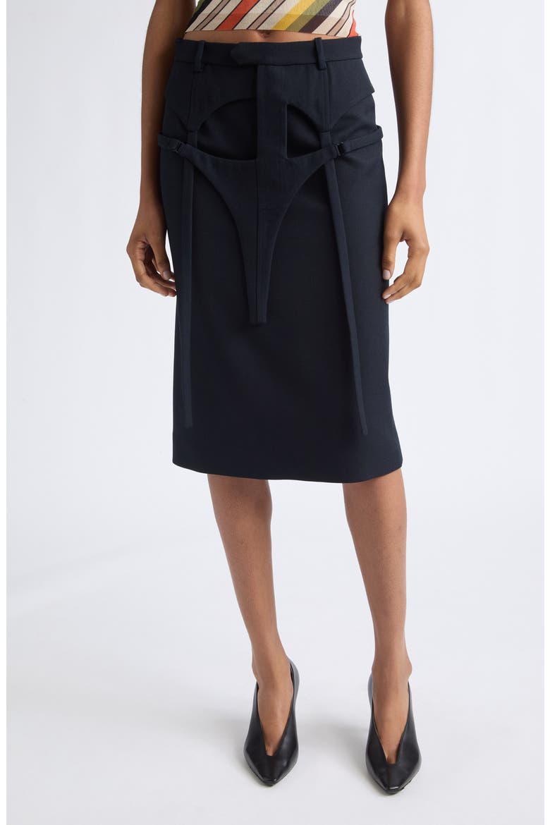 The Suspender Tailored Wool Pencil Skirt, Main, color, DARK NAVY