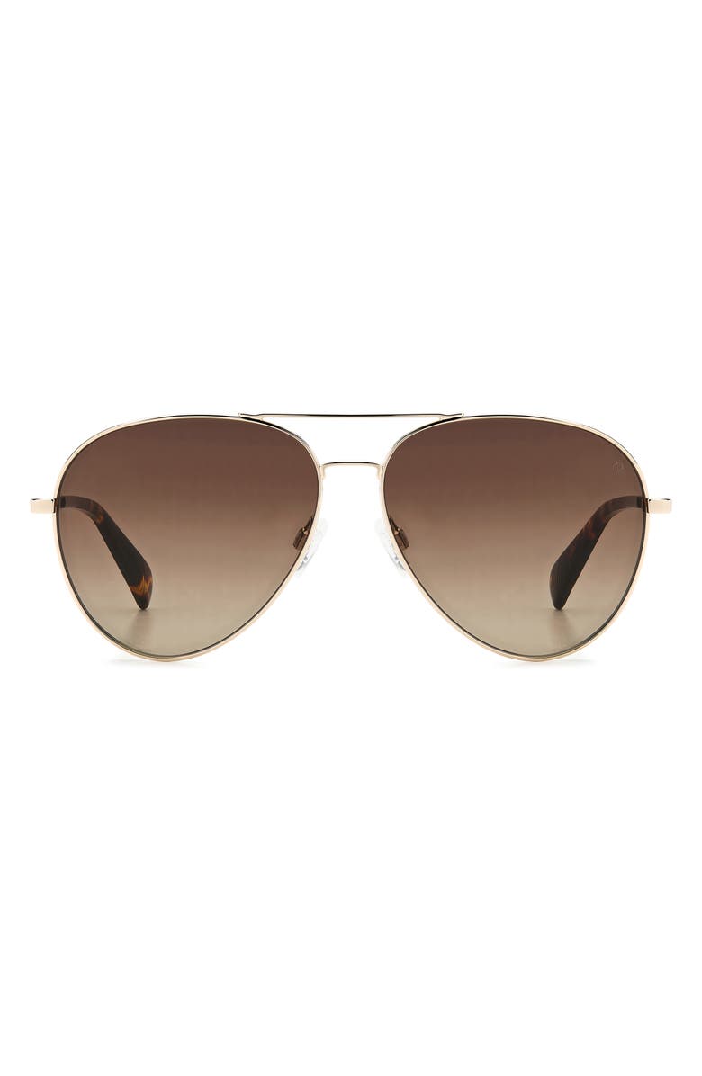 rag & bone 59mm Aviator Sunglasses, Main, color, Gold Havana/ Brown Gradient