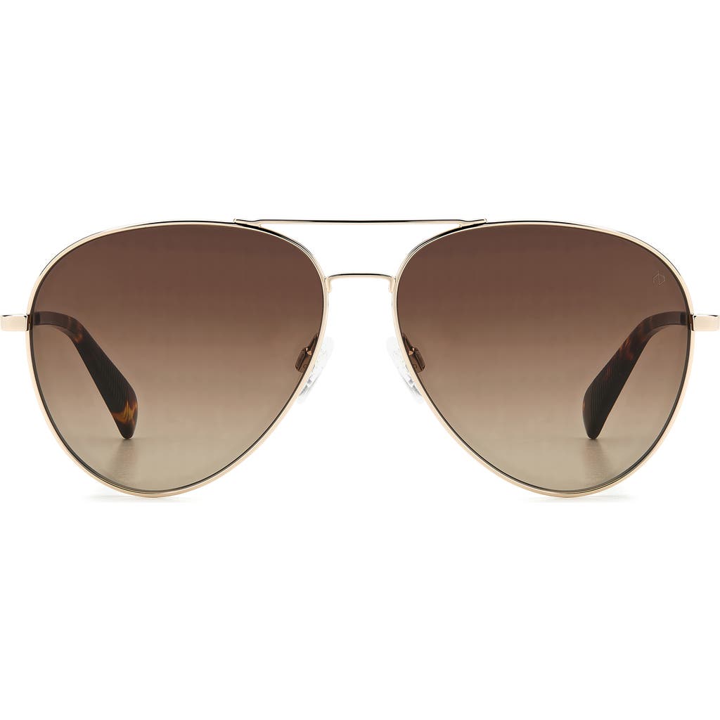 Rag & Bone 59mm Aviator Sunglasses In Gold Havana/brown Gradient