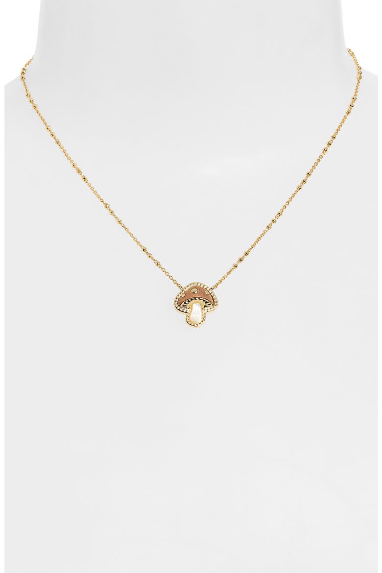 Mushroom Pendant Necklace, Alternate, color, GOLD BROWN MIX