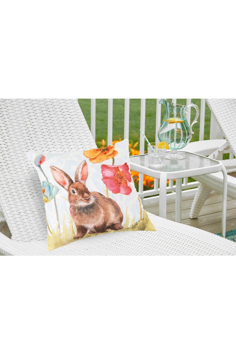 Sitting Easter Bunny Indoor/Outdoor Accent Throw Pillow 18" x 18", Alternate, color, Green
