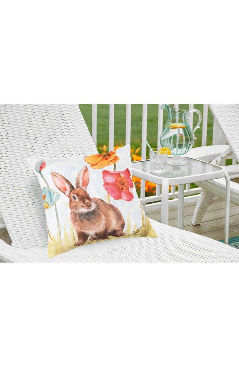 C&F Home Sitting Easter Bunny Indoor/Outdoor Accent Throw Pillow 18" x 18", Alternate, color, Green