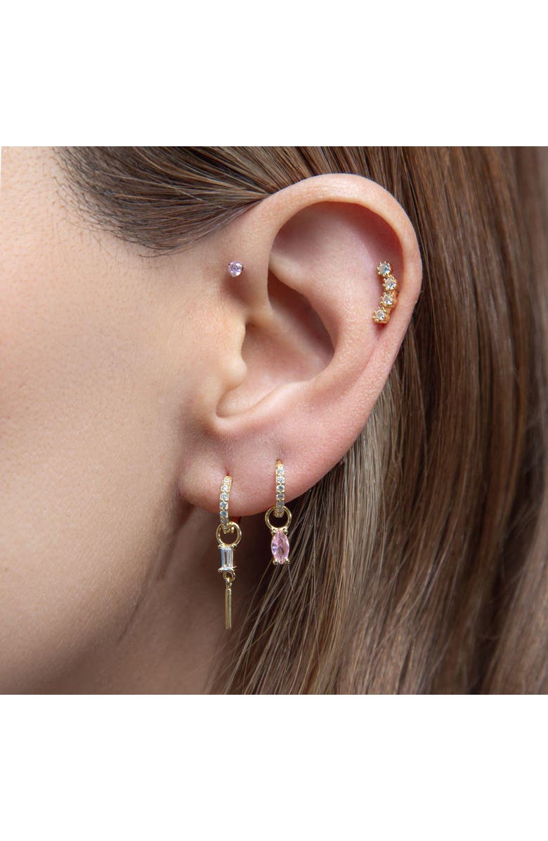 Outofoffice Gold Pavé Six Mm Huggie Hoop Earring, Alternate, color, Gold