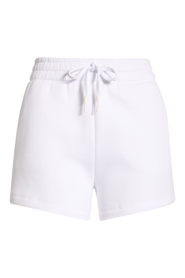 Luxe Fleece Sweat Shorts, Alternate, color, BRILLIANT WHITE