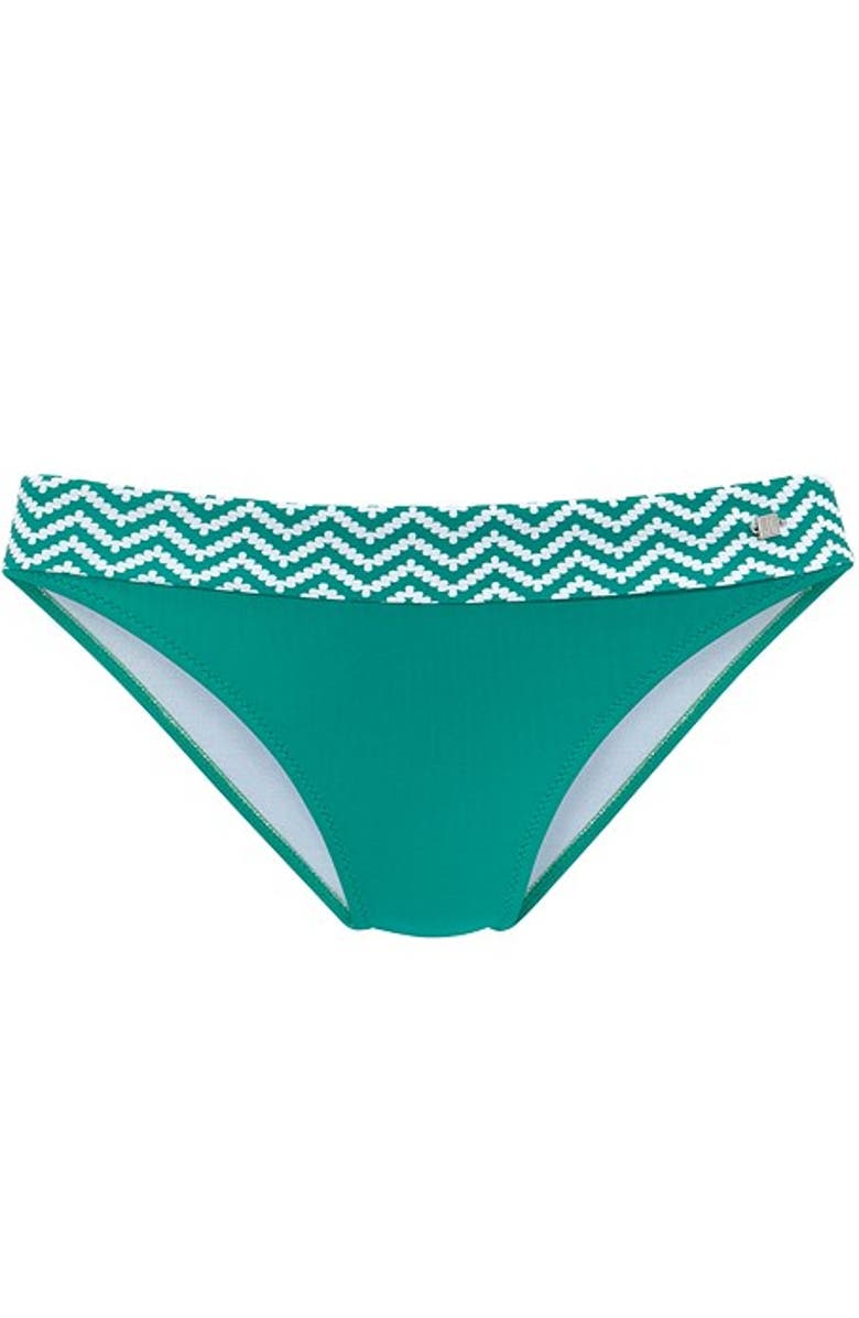 LASCANA Women's Chevron Fold Over Bikini Bottom, Alternate, color, Green & White