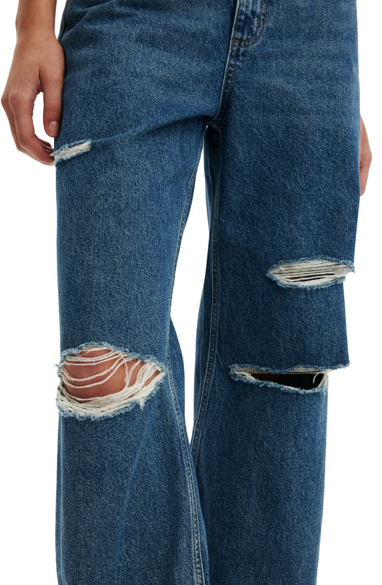 Cotton On 91 High Waist Straight Leg Jeans, Alternate, color, Harbour Blue Rip