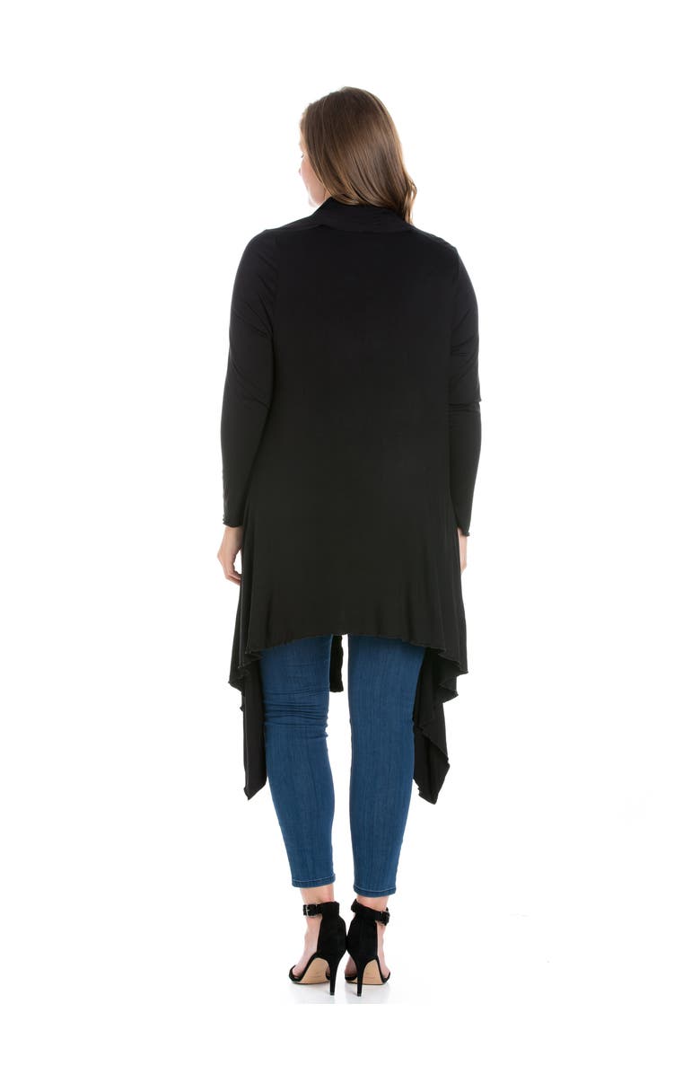 24seven Comfort Apparel Plus Size Extra Long Open Front Cardigan, Alternate, color, Black