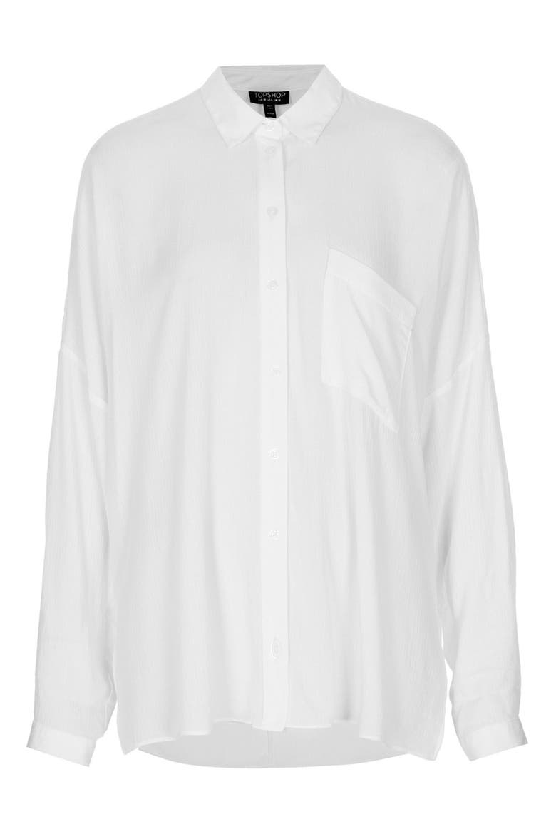 Oversized Crinkle Shirt, Alternate, color, WHITE