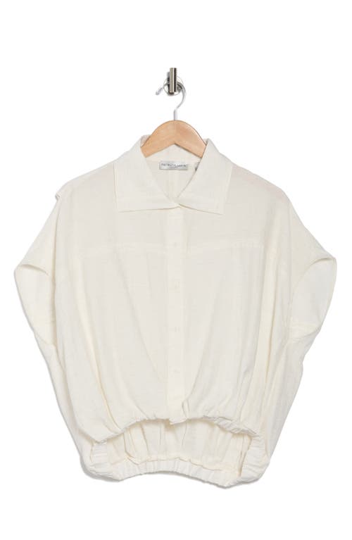 Patrizia Luca Short Sleeve Button Front Top In White
