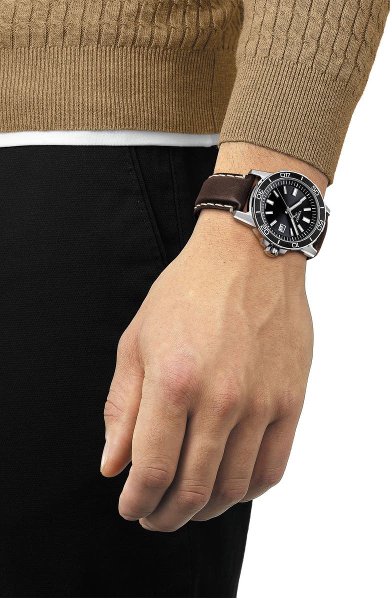 Tissot Supersport Qua Leather Strap Watch, 44mm, Alternate, color, 