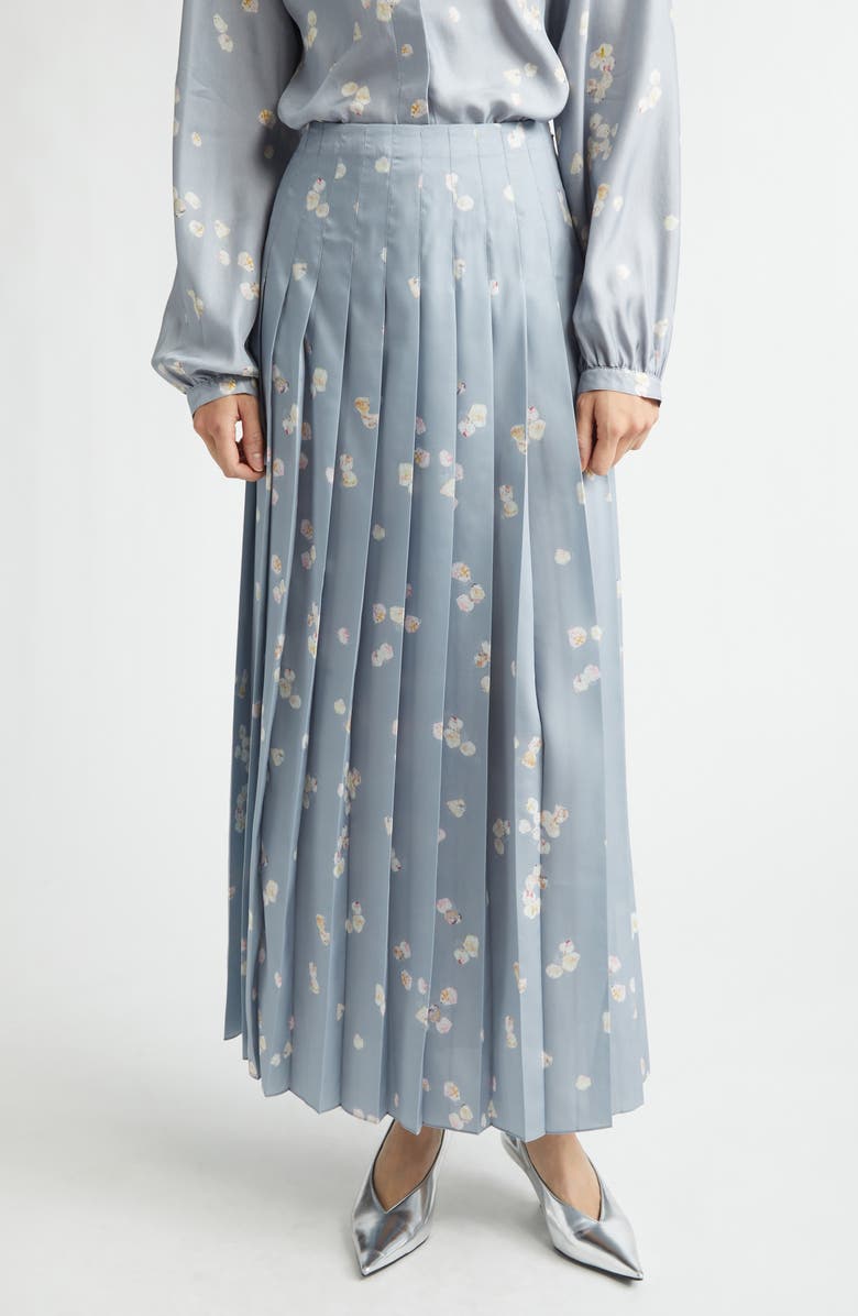 Altuzarra Monti Floral Pleated Skirt, Main, color, 416067 Storm Petals