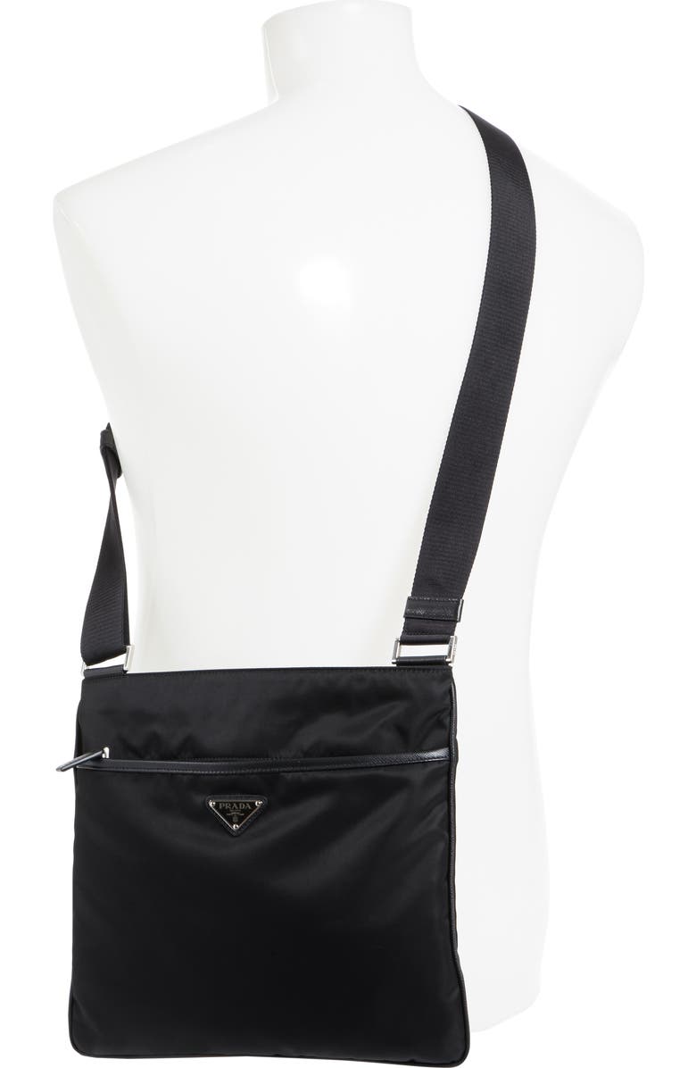 Prada Slim Compact Nylon Messenger Bag, Alternate, color,