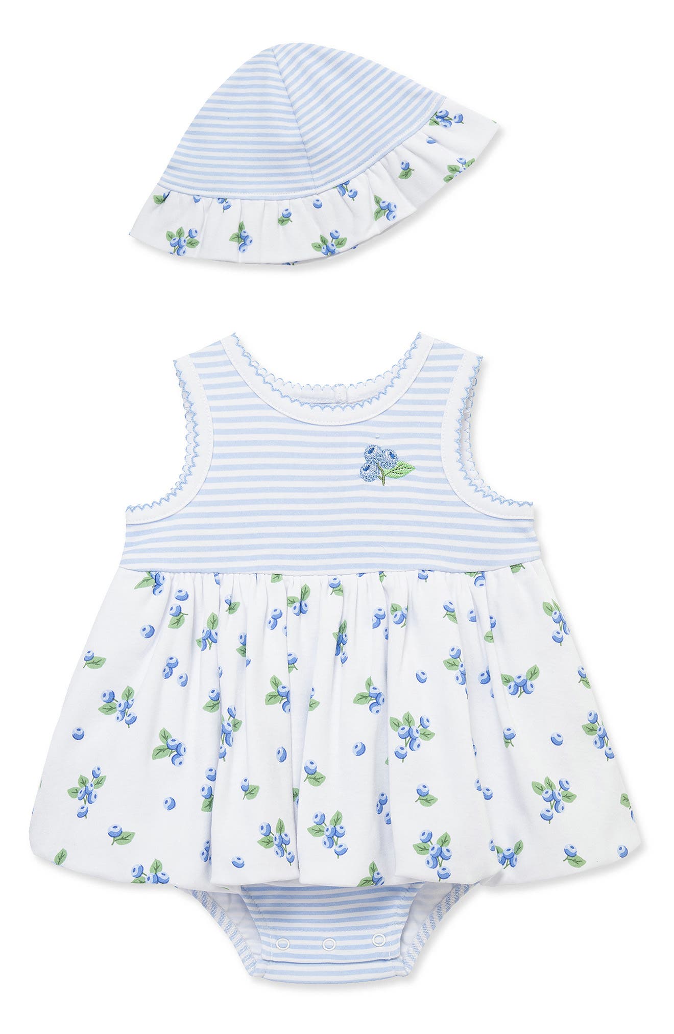 Little Me Kids' Blueberry Cotton Popover & Sun Hat Set