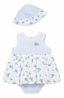 Little Me Kids' Blueberry Cotton Popover & Sun Hat Set