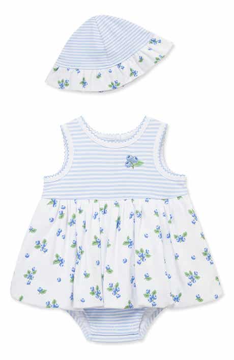Little Me Kids' Blueberry Cotton Popover & Sun Hat Set
