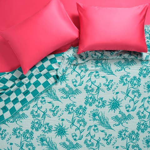 Costa Fringed Jacquard King Size 100% Cotton Bedspread 102X94 In