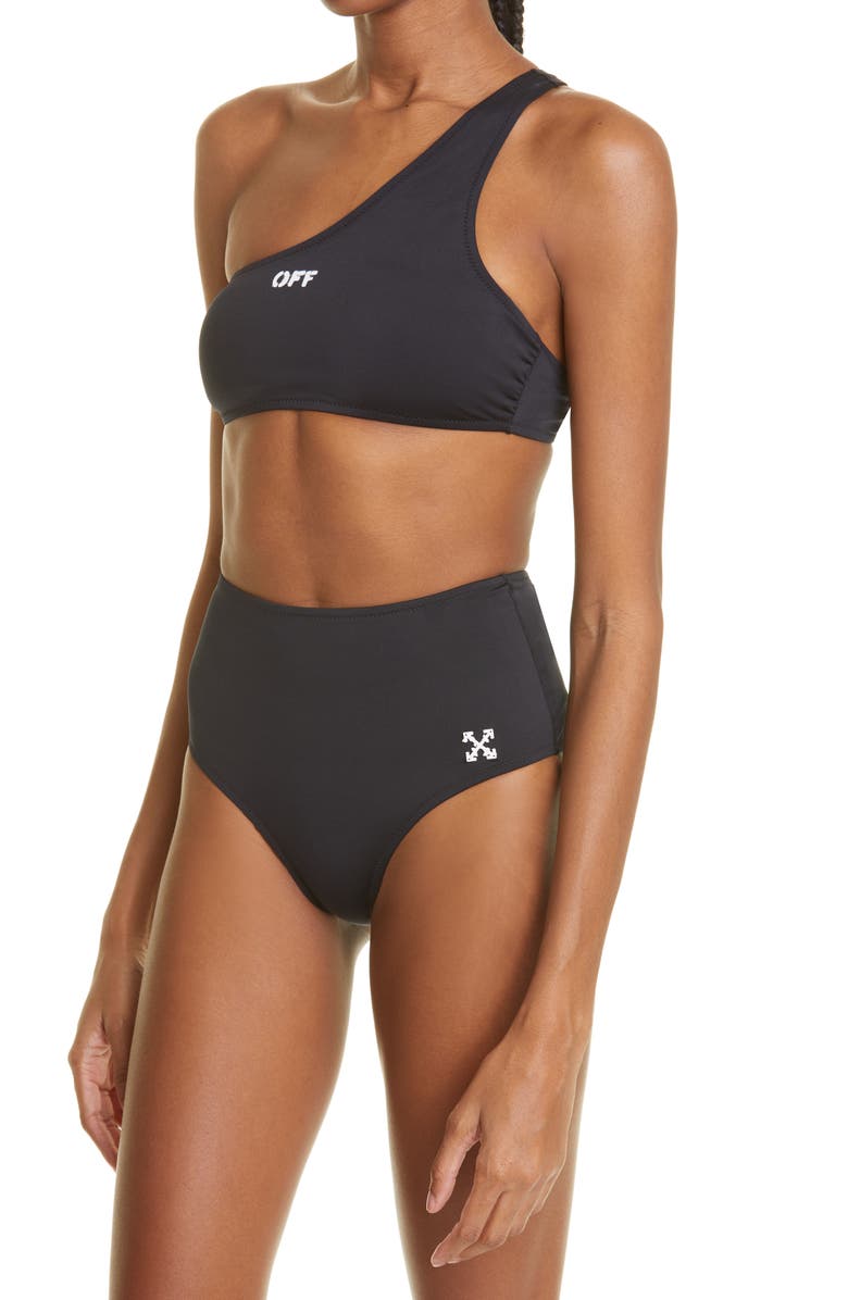 Off-White Logo One-Shoulder Two-Piece Swimsuit, Alternate, color, 