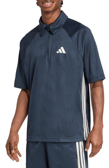 Adidas Originals Adidas Stadium Jacquard Polo In Blue