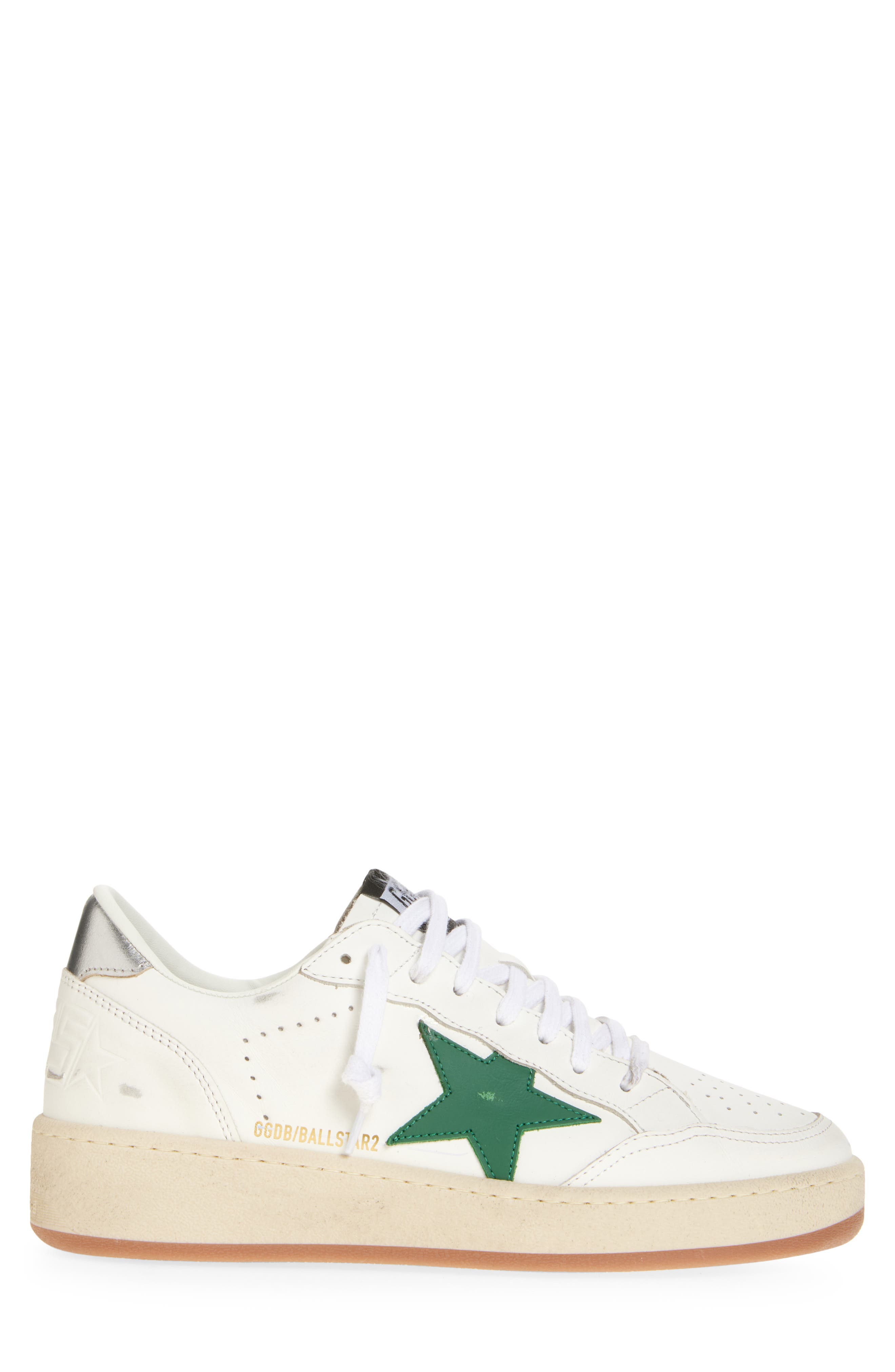 Golden Goose Ball Star 2 Low Top Sneaker, Alternate, color, White/ Green/ Silver