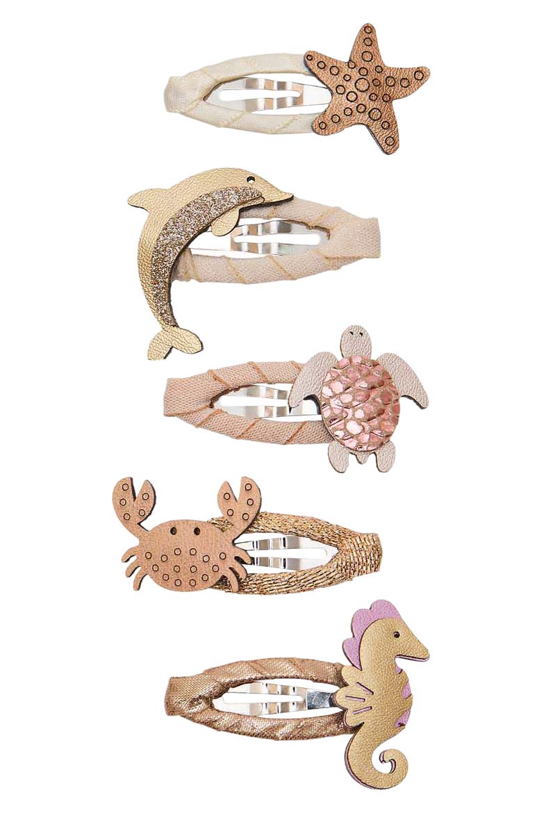 Kids' Ocean 5-Pack Mini Hair Clips, Main, color, GOLD