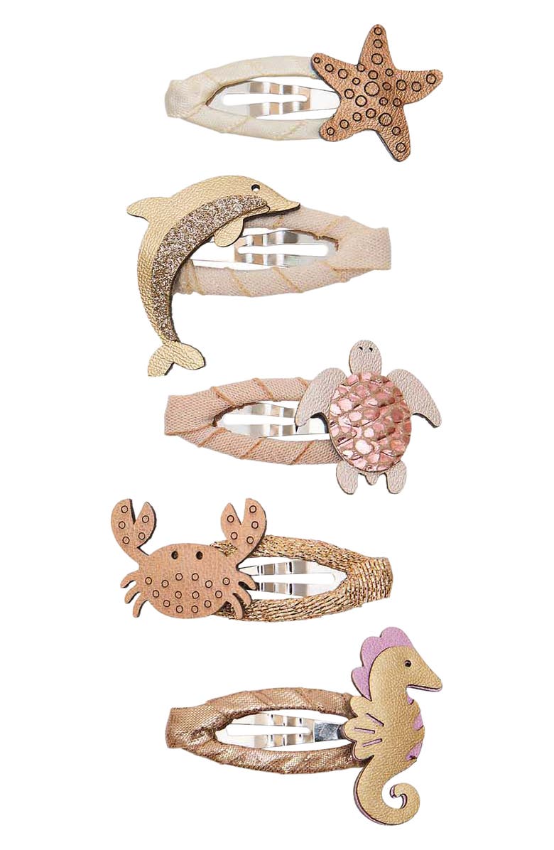 Mimi & Lula Kids' Ocean 5-Pack Mini Hair Clips, Main, color, Gold