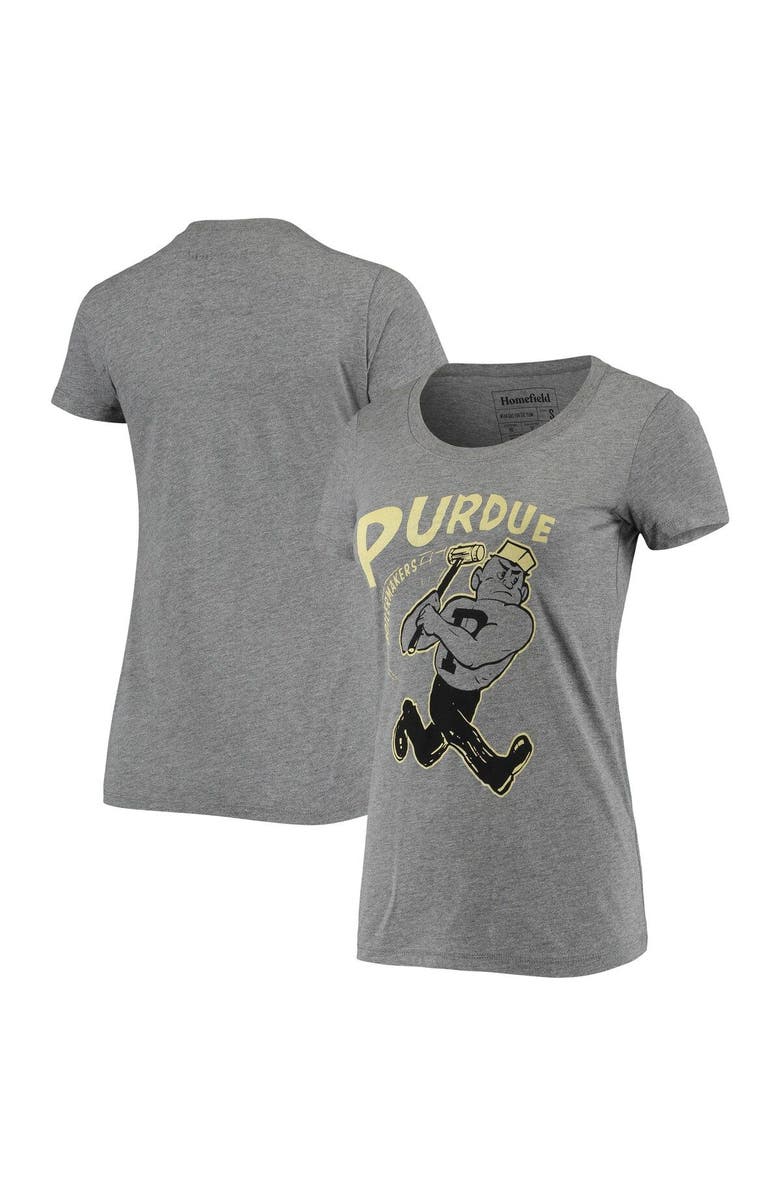 HOMEFIELD Women's Homefield Heathered Gray Purdue Boilermakers Vintage Swingin' Pete Tri-Blend T-Shirt, Main, color, 