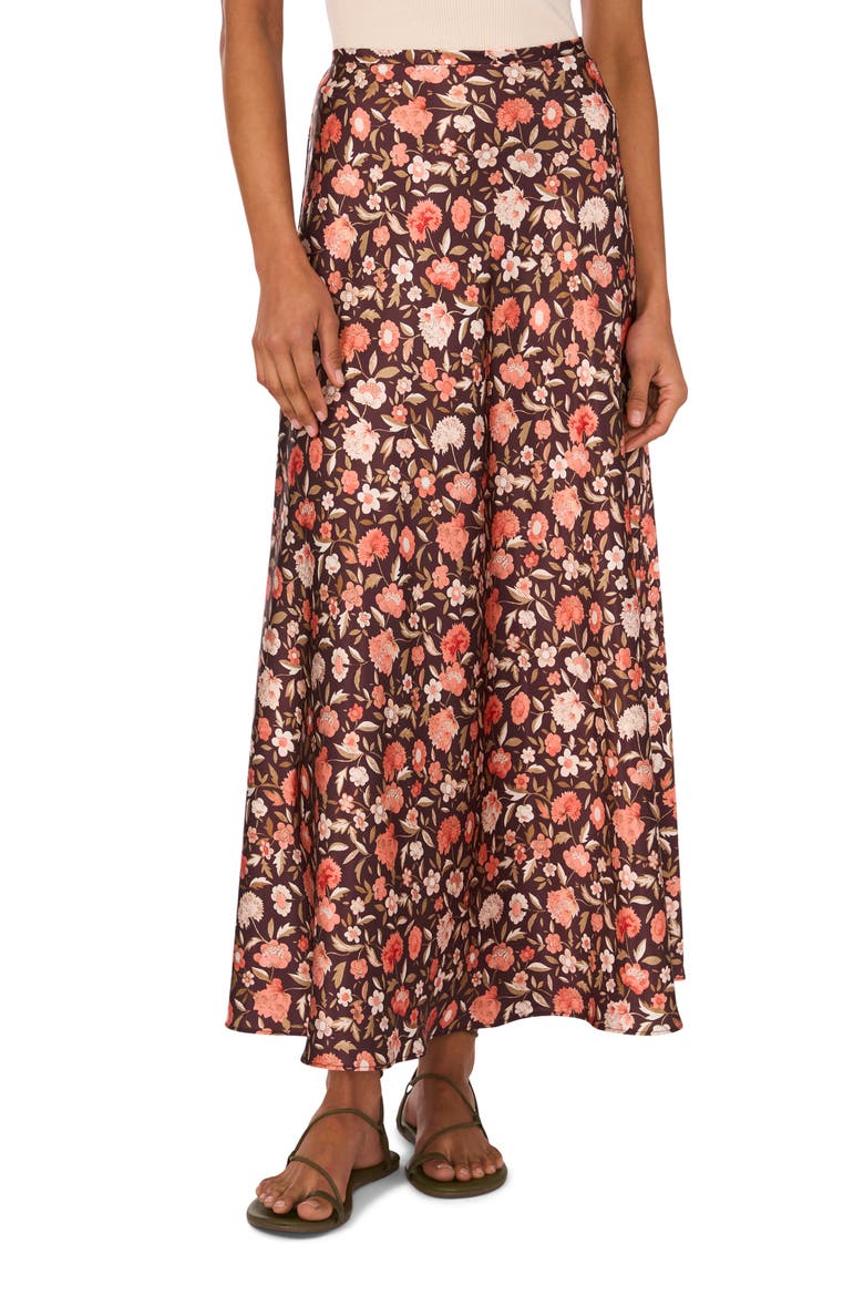 Floral Bias Cut Midi Skirt, Main, color, CARNELIAN