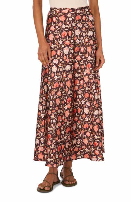 Floral Bias Cut Midi Skirt