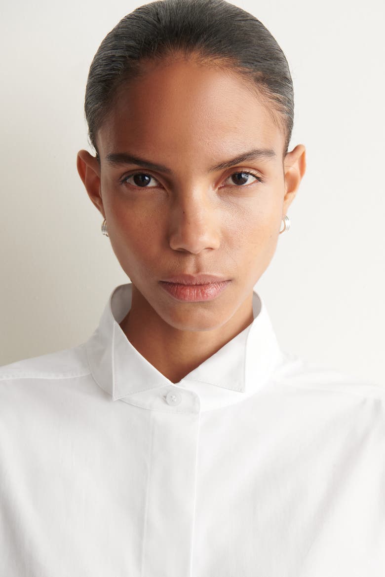 Wing-Collar Cotton Tuxedo Shirt, Alternate, color, WHITE