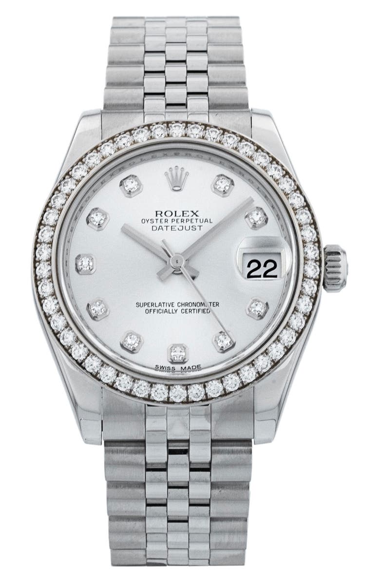 Watchfinder & Co. Rolex Preowned Datejust Lady 31 Diamond Bracelet Watch, 31mm, Main, color, 