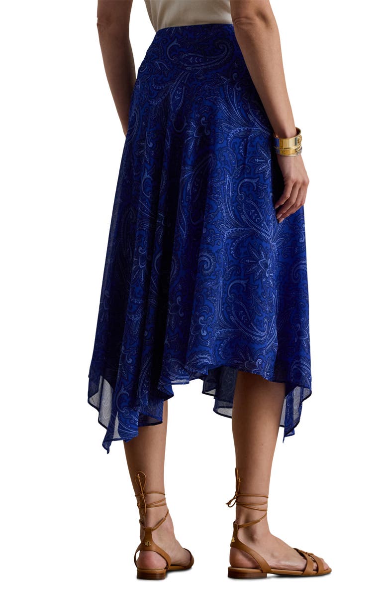 Lauren Ralph Lauren Paisley High Low Midi Skirt, Alternate, color, Blue/ Multi