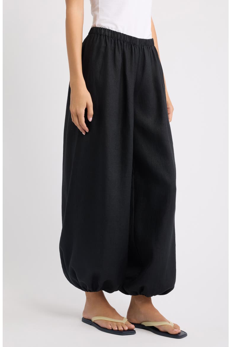 Kortez Balloon Linen Pants, Alternate, color, BLACK
